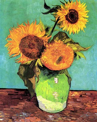 Three Sunflowers in a Vase 1888 Van Gogh