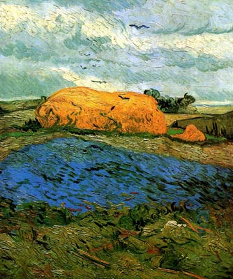 Haystacks under a Rainy Sky 1890 Vincent Van Gogh