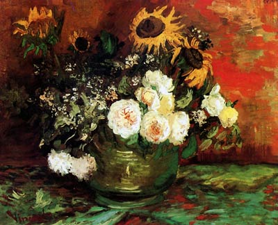 Bowl with Sunflowers, Roses and Other Flowers 1886 Vincent Van G