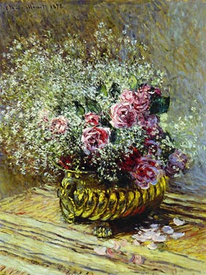 Flowers in a Pot (also known as Roses and Baby's Breath) Monet