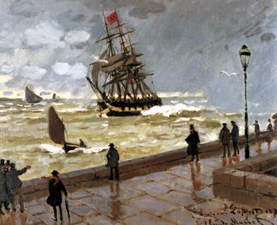 The Jetty of le Havre in bad weather Monet