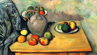 Still life, jug and fruits on a table Paul Cezanne