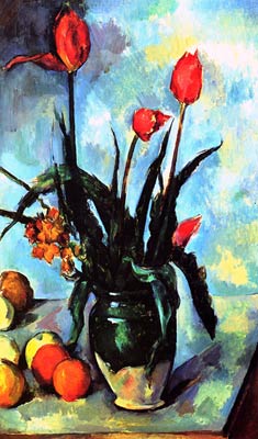 still life, vase with tulips Paul Cezanne