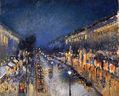 The boulevaerd Montmartre at night Camille Pissarro