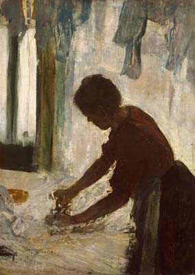 A woman ironing