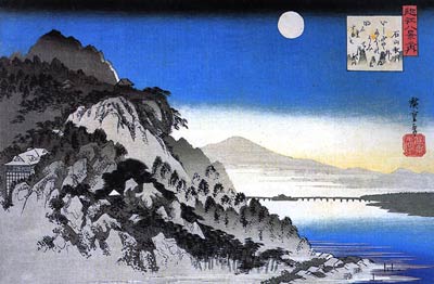 Full Moon over a Mountain Landscape Ando Hiroshige