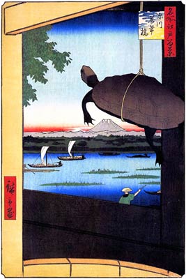 Mannen Bridge, Fukagawa. Turtle Ando Hiroshige
