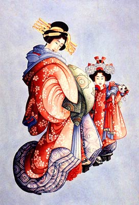 Oiran and Kamuro Katsushika Hokusai
