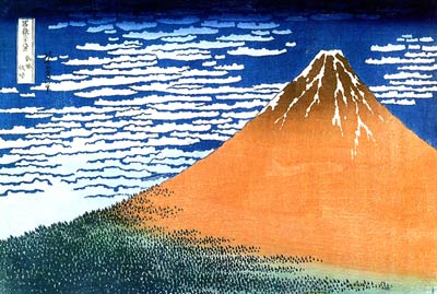 Red Mt Fuji, At Dawn Katsushika Hokusai