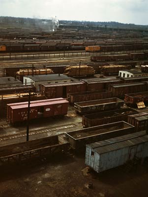 Freight cars Chicago and Northwestern Railroad yard