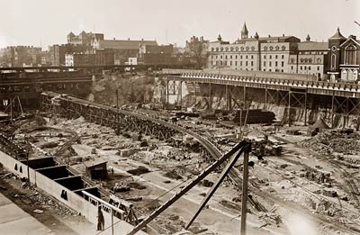 Pennsylvania Railroad site under construction, NY 1908