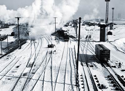 Snow on the railway tracks