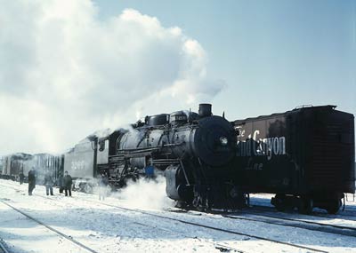 Santa Fe R.R. freight train, snow