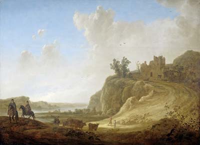 Mountainous landscape with the ruins of a castle
