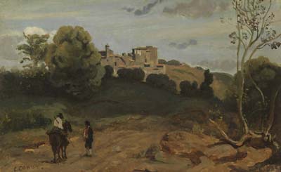 View of genzano with a rider and peasant