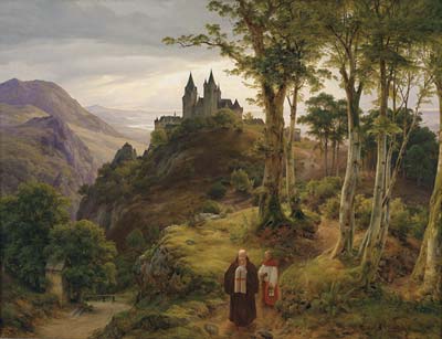Romantische Landschaft mit Klosteranlage