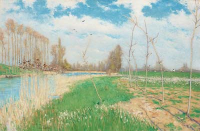 Spring in April by the river Loing