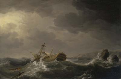 Charles Brooking Ship wrecked on a rocky coast