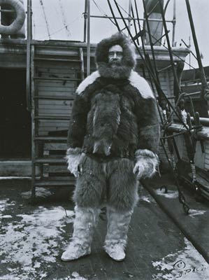 Robert Edwin Peary on the main deck of steamship Roosevelt