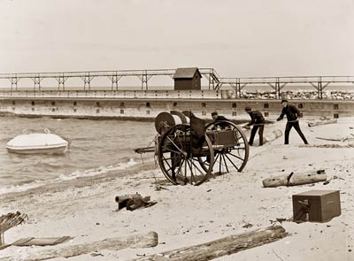 Lifesaving beach practice, Charlevoix, Michigan 1908