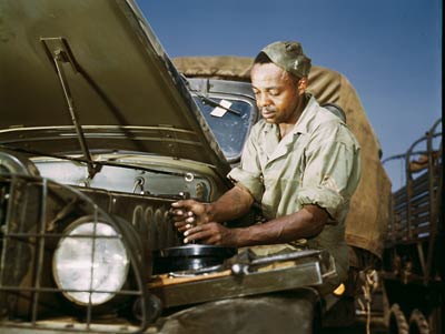 African American mechanic, motor maintenance 1942