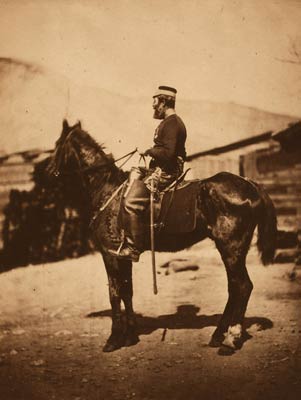 Quartermaster Hill, 4th Light Dragoons, on horseback Crimean Wa