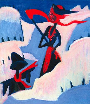 Witch and scarecrow in the snow Ernst Ludwig Kirchner