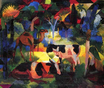 Landscape with Cows and a Camel August Macke