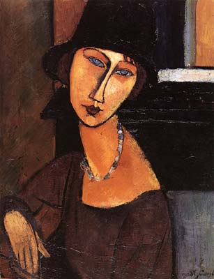 jeanne hebuterne with hat and necklace 1917