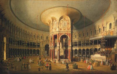 Interior of the rotunda at renelagh by Canaletto