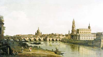 View of dresden from the right bank of the elbe with the augustu