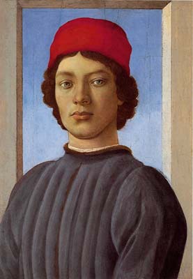 Portrait of a young man with red cap 1477, Sandro Botticelli