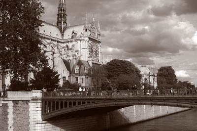 Notre Dame Catheral and bridge over Seine