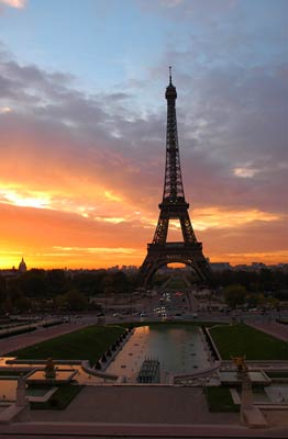 Sunrise, Eiffel Tower from Trocadero, Paris