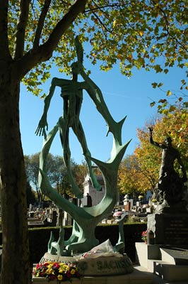 Strange gothic sculpture, Pere Lachaise cemetery, Paris