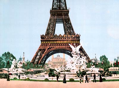 Eiffel Tower and fountain, Exposition Universal, 1900, Paris, Fr