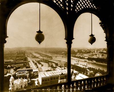 Paris Exposition Paris from arched balcony of Eiffel Tower, 1889