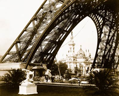 Pavilion of Brazil, seen through base of the Eiffel Tower, Paris