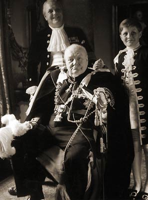 UK primeminister Winston Churchill in coronation robes