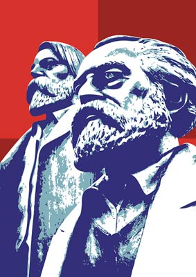 Marx and Engels Communist Pop Art