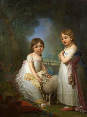 Children with a lamb