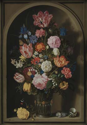 The Elder Bouquet of Flowers in a Stone Niche
