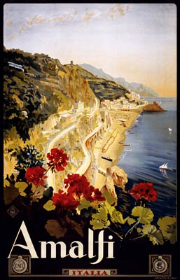 Amalfi Italy vintage travel poster