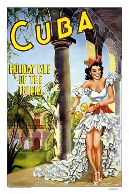 Cuba Holiday Isle vintage travel poster
