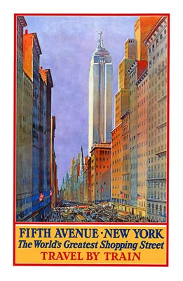 5th Avenue New York Vintage Travel Poster