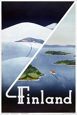 Finland vintage travel tourist poster