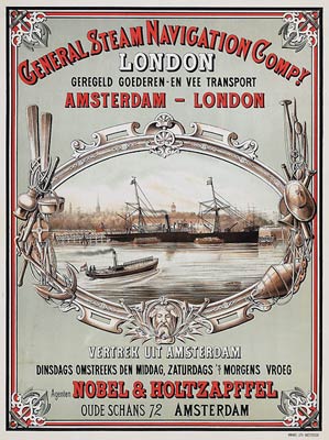 General Steam Navigation Company. Amsterdam to London Poster