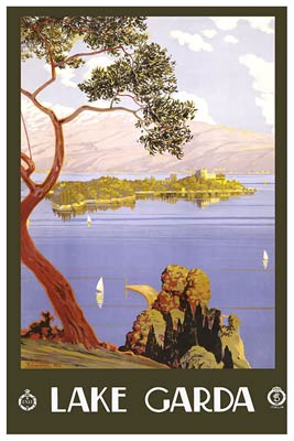 Lake Garda, Italy vintage travel poster