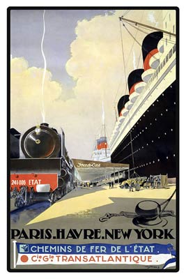 Paris, Havre, New York travel poster