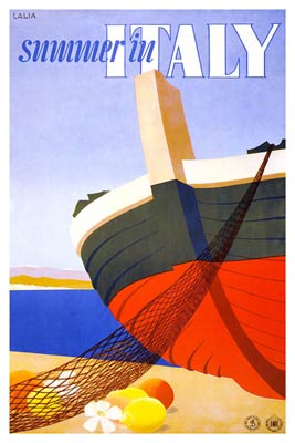 Summer in Italy vintage travel poster